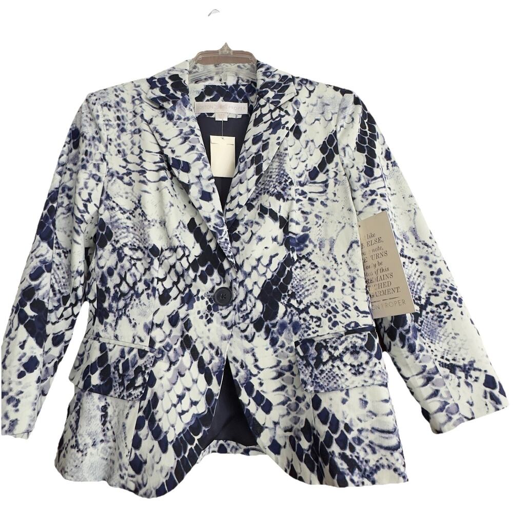 Boston Proper Women's Snake Print Blazer Jacket Size 6 Stretch Boho career lined